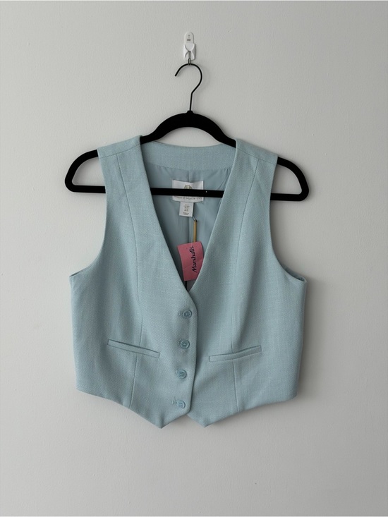 House of Harlow 1960 Tops - House of Harlow 1960 Pastel Blue Tailored Button Vest